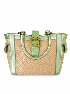 Coach Legacy Metallic Mint Spring Wicker Basket Tote